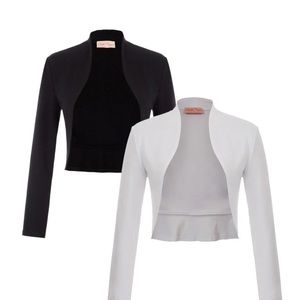 Belle Poque, Bundle Deal Women's Vintage Long Sleeve Open Front Ruffled Bolero